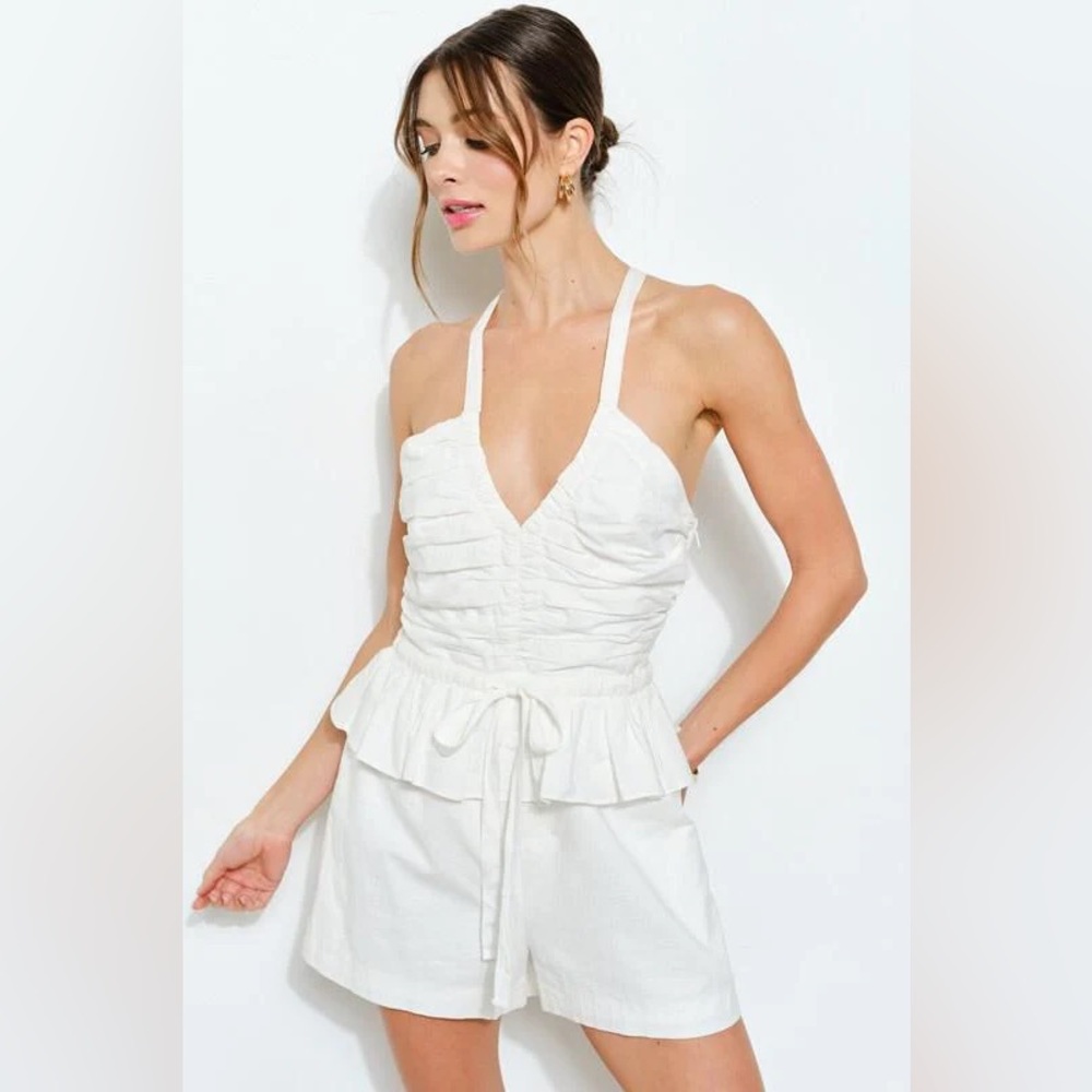 White Halter Romper